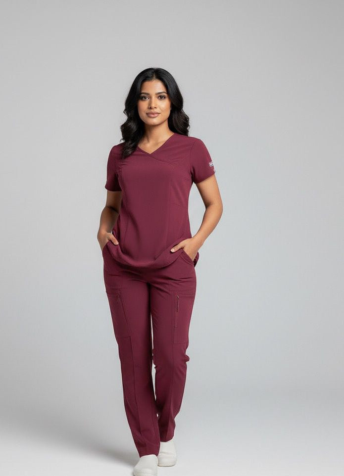 Tunic Scrubs in Maroon