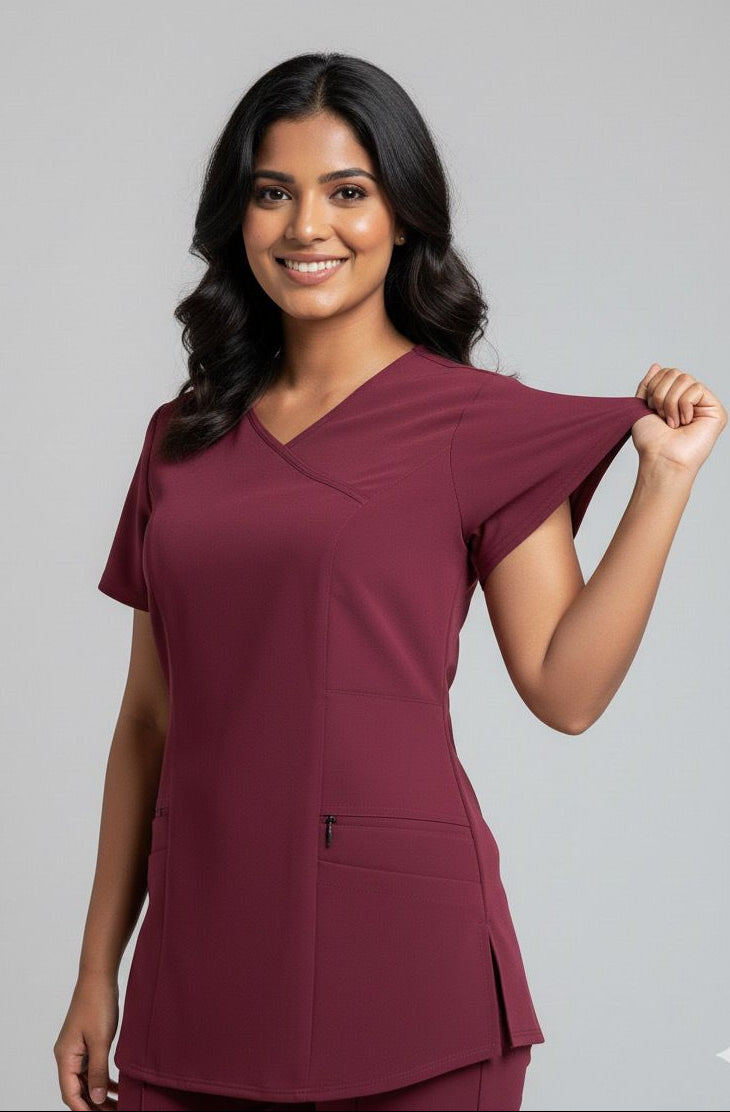 Tunic Scrubs in Maroon