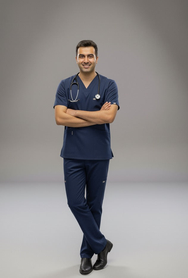 The 'Zipper-Tech' V-Neck Scrubs Navy Blue